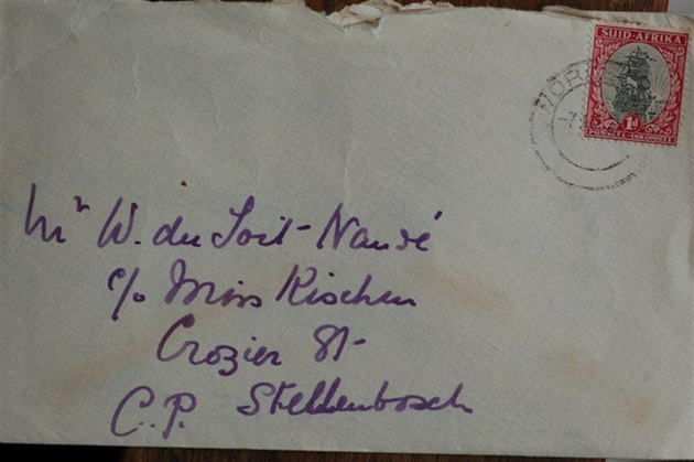 Letter from Naudé to “Wollie” 1/3